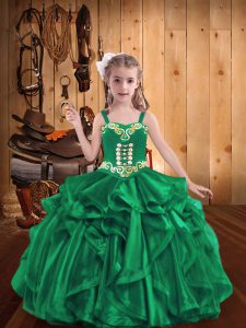 Fantastic Sleeveless Beading and Embroidery and Ruffles Lace Up Little Girls Pageant Dress