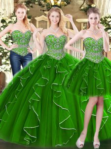 Classical Floor Length Green Quinceanera Dress Sweetheart Sleeveless Lace Up