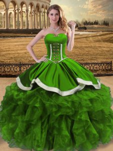 Fantastic Floor Length Ball Gowns Sleeveless Green Quinceanera Dresses Lace Up
