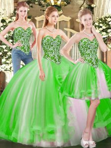 Affordable Sleeveless Beading Lace Up Sweet 16 Dresses