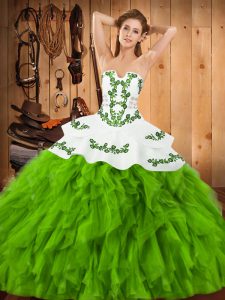 Noble Sleeveless Satin and Organza Lace Up 15th Birthday Dress for Military Ball and Sweet 16 and Quinceanera