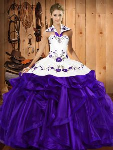 Elegant Sleeveless Embroidery and Ruffled Layers Lace Up Quinceanera Dress