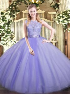 Artistic Scoop Sleeveless Tulle Quinceanera Dresses Lace Backless