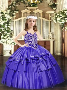 Eye-catching Ball Gowns Pageant Dress Lavender Straps Organza Sleeveless Floor Length Lace Up
