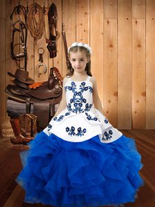 Sleeveless Embroidery and Ruffles Lace Up Little Girl Pageant Dress