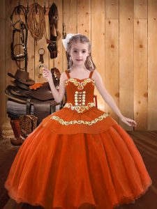 High Class Sleeveless Embroidery and Ruffles Lace Up Child Pageant Dress