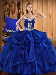 Clearance Sweetheart Sleeveless Lace Up Sweet 16 Dress Royal Blue Organza