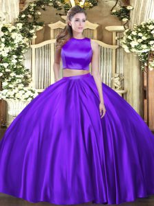 Ideal Floor Length Criss Cross Quinceanera Gowns Eggplant Purple for Military Ball and Sweet 16 and Quinceanera with Ruching