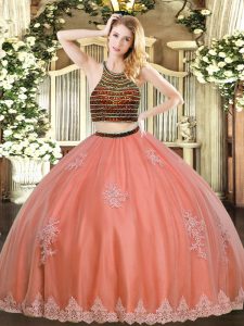 Colorful Sleeveless Zipper Floor Length Beading and Appliques Quince Ball Gowns
