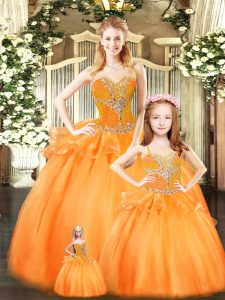 Fitting Sleeveless Lace Up Floor Length Beading and Ruffles 15 Quinceanera Dress