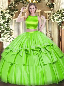 Clearance Criss Cross High-neck Ruffled Layers Quinceanera Gowns Tulle Sleeveless