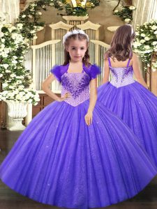 Beautiful Lavender Sleeveless Tulle Lace Up Evening Gowns for Party and Sweet 16 and Quinceanera and Wedding Party