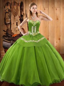 Glamorous Sleeveless Lace Up Floor Length Embroidery Quinceanera Gown