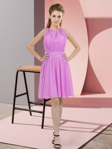 Simple Lilac Damas Dress Prom and Party and Wedding Party with Sequins Scoop Sleeveless Zipper