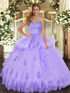 Exceptional Sweetheart Sleeveless Tulle Sweet 16 Quinceanera Dress Beading and Appliques and Ruffles Lace Up