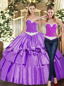 Simple Organza Sleeveless Floor Length Sweet 16 Dresses and Appliques and Ruffles