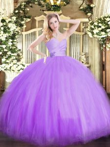 Hot Selling Lavender Lace Up Quinceanera Gowns Beading Sleeveless Floor Length