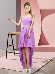Pretty Chiffon Sweetheart Sleeveless Lace Up Beading Court Dresses for Sweet 16 in Lavender