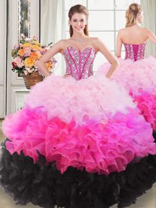 Sleeveless Beading and Ruffles Lace Up Quinceanera Gowns