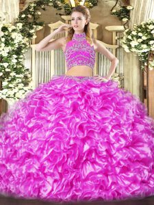 Designer Lilac Sleeveless Tulle Backless Sweet 16 Dresses for Military Ball and Sweet 16 and Quinceanera