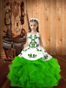 Cheap Floor Length Little Girl Pageant Gowns Straps Sleeveless Lace Up