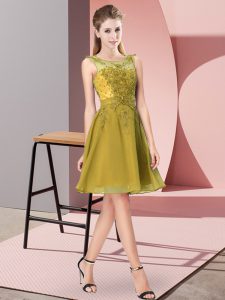 Most Popular Olive Green Sleeveless Chiffon Zipper Court Dresses for Sweet 16 for Prom and Party and Wedding Party