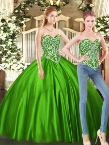 Captivating Ball Gowns Sweet 16 Dress Green Sweetheart Tulle Sleeveless Floor Length Lace Up