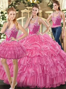 Gorgeous Sleeveless Beading and Ruffles and Pick Ups Lace Up Vestidos de Quinceanera