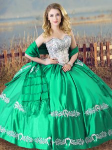 Superior Beading and Embroidery Quinceanera Gowns Turquoise Lace Up Sleeveless Floor Length