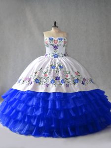 Ball Gowns Sweet 16 Dresses Royal Blue Sweetheart Organza Sleeveless Lace Up