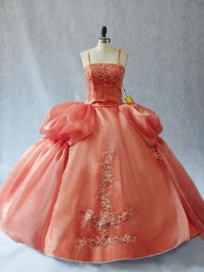 Luxurious Rust Red Sweet 16 Dresses Sweet 16 and Quinceanera with Appliques Straps Sleeveless Lace Up