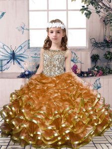 New Arrival Brown Sleeveless Organza Lace Up Pageant Dress Womens for Party and Military Ball and Wedding Party