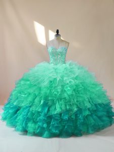 Sumptuous Floor Length Multi-color Sweet 16 Quinceanera Dress Organza Sleeveless Beading and Ruffles