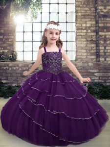 Fabulous Sleeveless Lace Up Floor Length Beading and Ruffled Layers Pageant Dress Wholesale