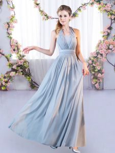 Captivating Grey Sleeveless Chiffon Lace Up Dama Dress for Wedding Party