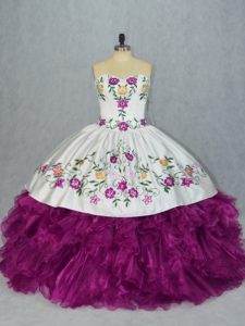 Artistic Organza Sleeveless Floor Length Sweet 16 Quinceanera Dress and Embroidery and Ruffles