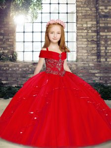 Gorgeous Sleeveless Beading Lace Up Little Girls Pageant Gowns