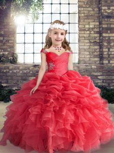 Custom Designed Sleeveless Beading Lace Up Little Girls Pageant Dress Wholesale