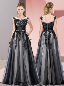Hot Selling Black Scoop Zipper Beading and Lace Quinceanera Dama Dress Sleeveless