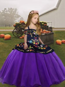 Best Straps Sleeveless Zipper Pageant Dress Toddler Eggplant Purple Organza