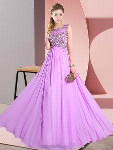 Modern Lilac Scoop Neckline Beading and Appliques Court Dresses for Sweet 16 Sleeveless Backless