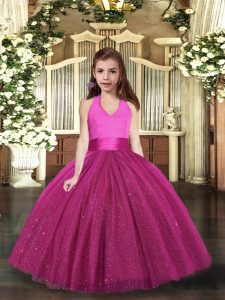 Fuchsia Sleeveless Ruching Floor Length Pageant Dress Toddler