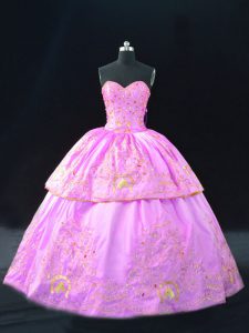 Lilac Sweet 16 Dress Sweet 16 and Quinceanera with Embroidery Sweetheart Sleeveless Lace Up