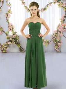 Extravagant Green Quinceanera Court of Honor Dress Wedding Party with Ruching Sweetheart Sleeveless Lace Up