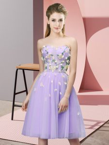 Lavender Sweetheart Lace Up Appliques Quinceanera Dama Dress Sleeveless