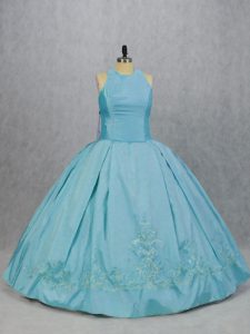 Stunning Floor Length Ball Gowns Sleeveless Blue Quinceanera Dress