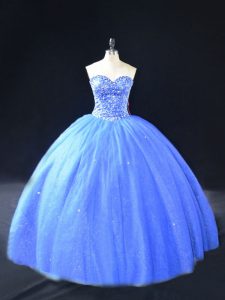 Admirable Blue Sweetheart Neckline Beading Quinceanera Dresses Sleeveless Lace Up