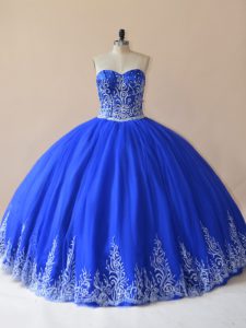 Unique Royal Blue Sleeveless Tulle Lace Up Sweet 16 Quinceanera Dress for Sweet 16 and Quinceanera