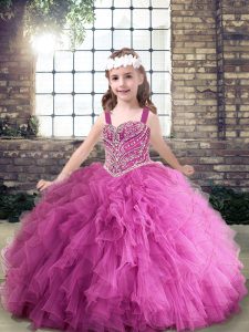 New Arrival Lilac Zipper Child Pageant Dress Beading Sleeveless Floor Length