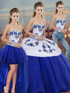Eye-catching Sweetheart Sleeveless Lace Up Vestidos de Quinceanera Royal Blue Tulle
